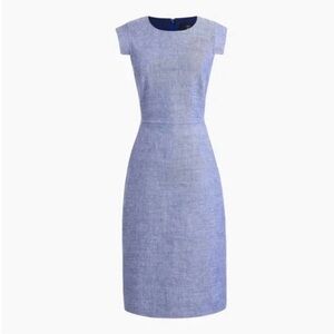J. Crew Resume Dress In Stretch Linen Bright Indigo